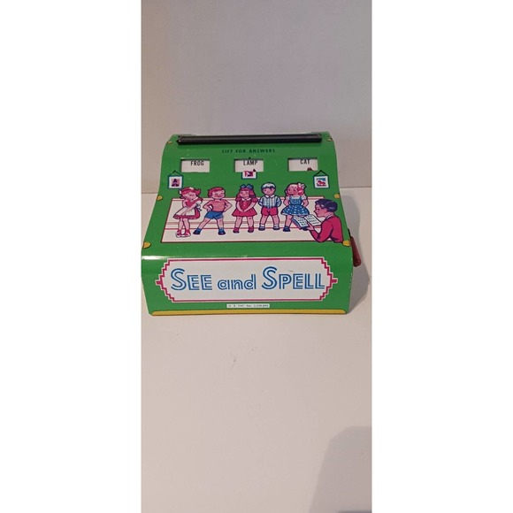 Vintage Tin Toy "See And Spell" by Wolverine Green & Yellow - Picture 2 of 8